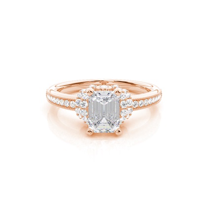 White Gold Round Side Stone Moissanite Engagement Ring