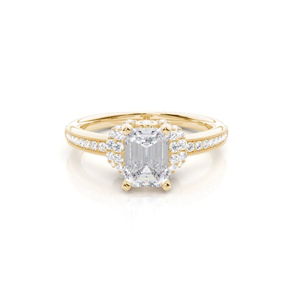 White Gold Round Side Stone Moissanite Engagement Ring