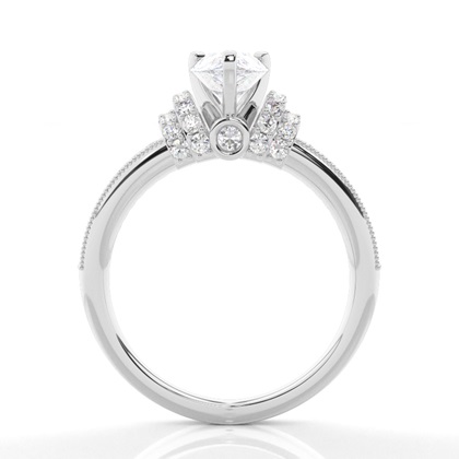 Moissanit Verlobungsring in einer Krappenfassung mit Schulter Diamanten