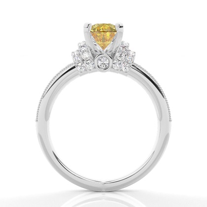 4 Prong Yellow Diamond Side Stone engagement Ring