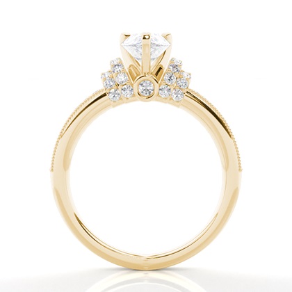 Moissanit Verlobungsring in einer Krappenfassung mit Schulter Diamanten