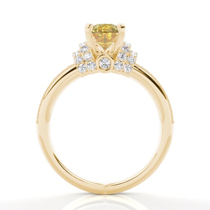 4 Prong Yellow Diamond Side Stone engagement Ring