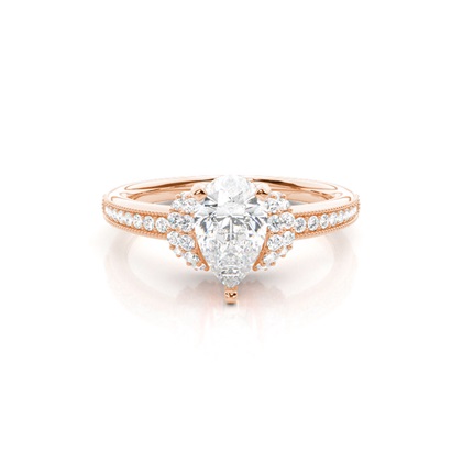 Pear Rose Gold Side Stone Diamond Rings