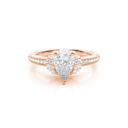 White Gold Round Side Stone Moissanite Engagement Ring