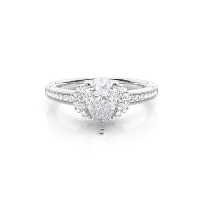 White Gold Round Side Stone Moissanite Engagement Ring