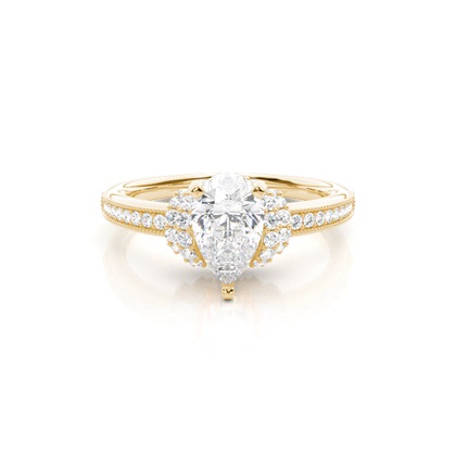 Pear Yellow Gold Side Stone Diamond Rings