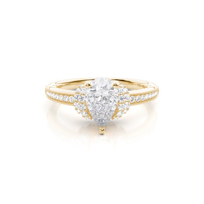 White Gold Round Side Stone Moissanite Engagement Ring