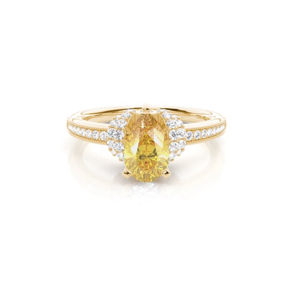 4 Prong Yellow Diamond Side Stone engagement Ring