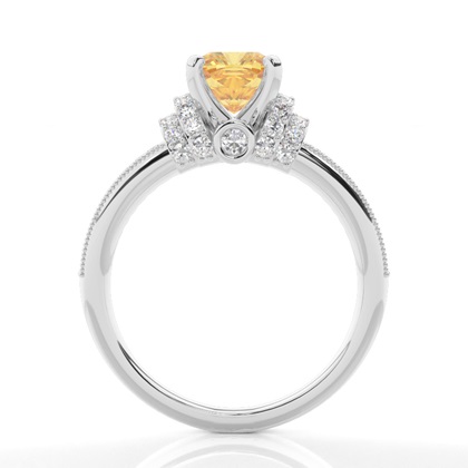 4 Prong Yellow Diamond Side Stone engagement Ring