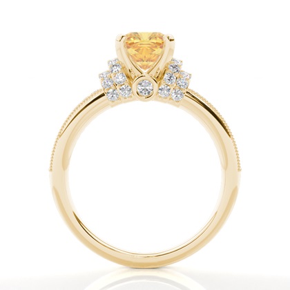 4 Prong Yellow Diamond Side Stone engagement Ring