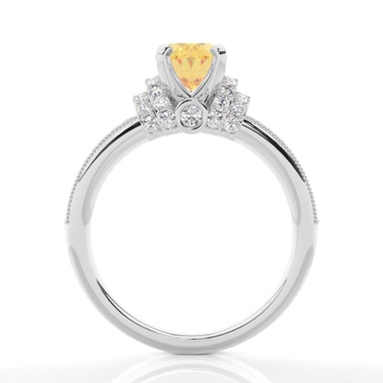 4 Prong Yellow Diamond Side Stone engagement Ring