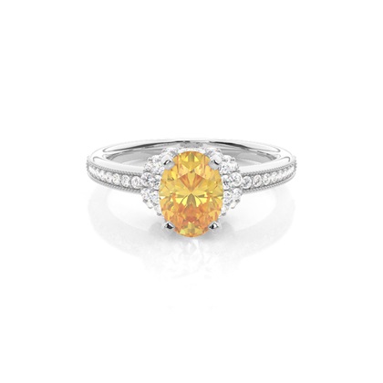 4 Prong Yellow Diamond Side Stone engagement Ring