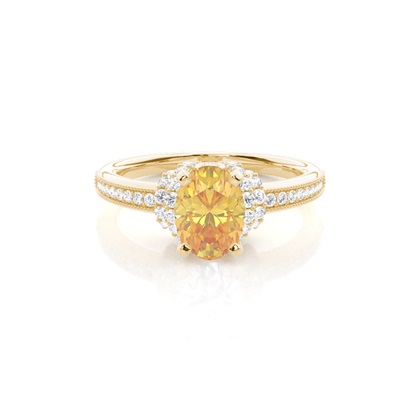 4 Prong Yellow Diamond Side Stone engagement Ring