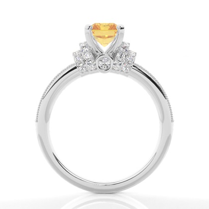 4 Prong Yellow Diamond Side Stone engagement Ring