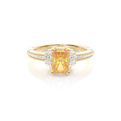 4 Prong Yellow Diamond Side Stone engagement Ring