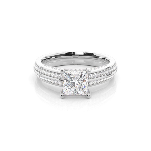 4 Prong Setting Side Stone Engagement Ring