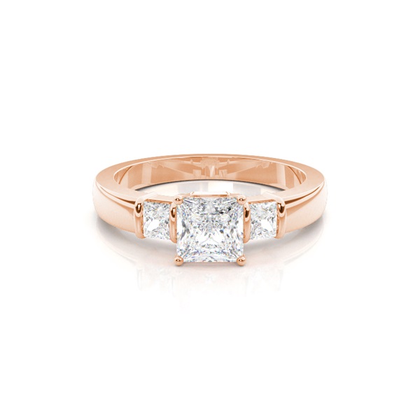 Yellow Gold Princess Trilogy Diamond Engagement Ring