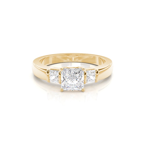 Yellow Gold Princess Trilogy Diamond Engagement Ring