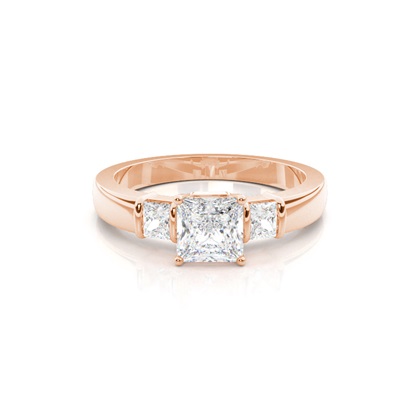 Princess Rose Gold Diamond Rings Three Stone