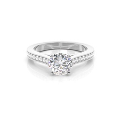 Anello Di Fidanzamento Con Diamante Rotondo In Oro Bianco