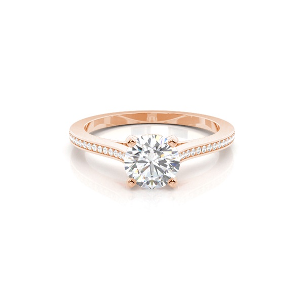 White Gold Round Side Stone Diamond Engagement Ring