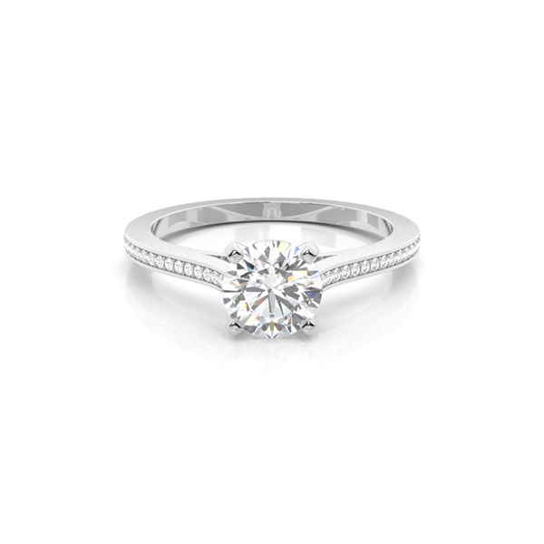 White Gold Round Side Stone Diamond Engagement Ring