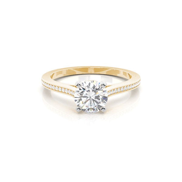 White Gold Round Side Stone Diamond Engagement Ring