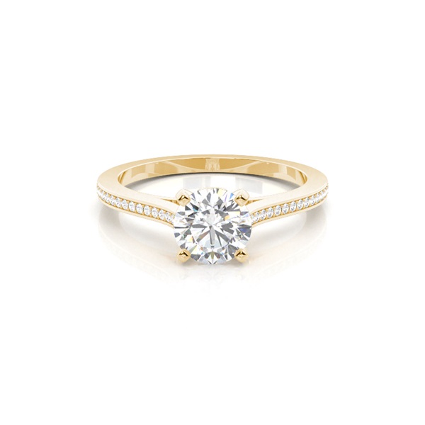 White Gold Round Side Stone Diamond Engagement Ring