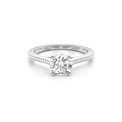 White Gold Round Side Stone Diamond Engagement Ring