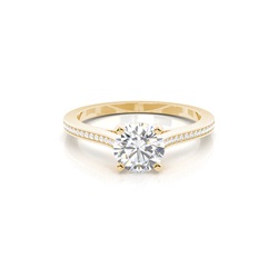 White Gold Round Side Stone Diamond Engagement Ring