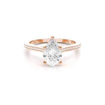 Pear Rose Gold Side Stone Diamond Rings