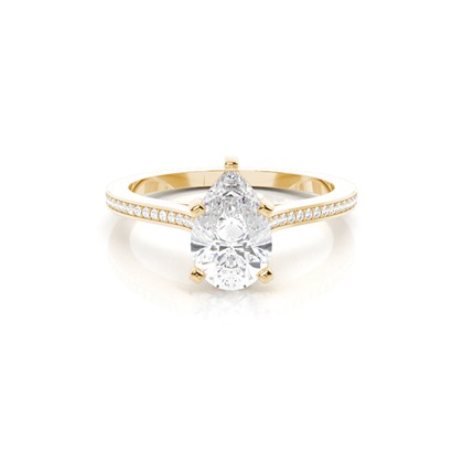 Pear Yellow Gold Side Stone Diamond Rings