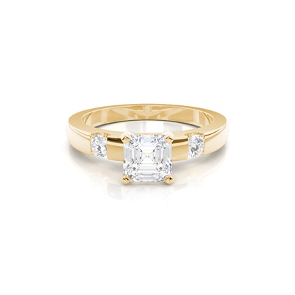 Asscher Gelbgold Diamantringe