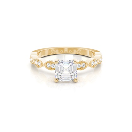 Asscher Gelbgold Diamantringe