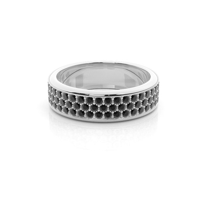 4.80mm Pave Setting Full Eternity Black Diamond Ring