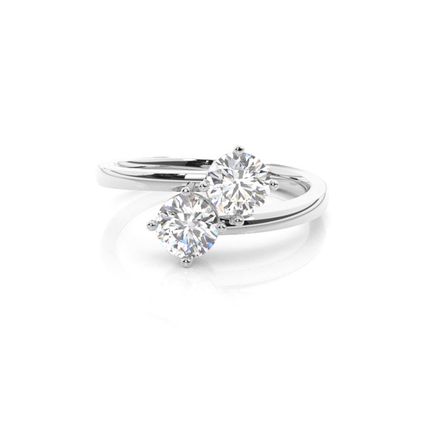 4 Prong Setting Plain Two Stone Ring