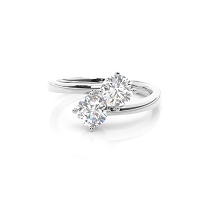 4 Prong Setting Plain Two Stone Ring