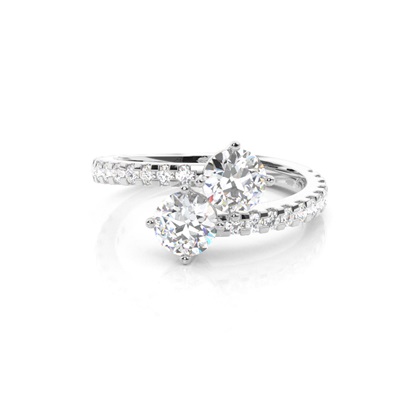 4 Prong Setting Side Stone Two Stone Ring