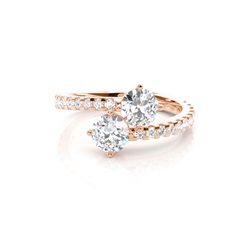 4 Prong Setting Side Stone Two Stone Ring
