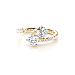 4 Prong Setting Side Stone Two Stone Ring