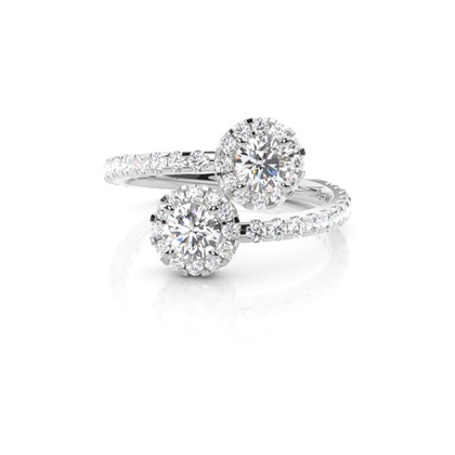 4 Prong Setting Side Stone Two Stone Ring