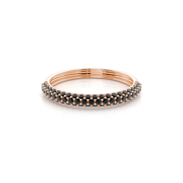Pave Setting Half Eternity Black Diamond Ring
