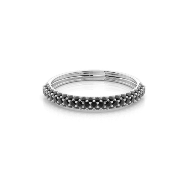 Pave Setting Half Eternity Black Diamond Ring