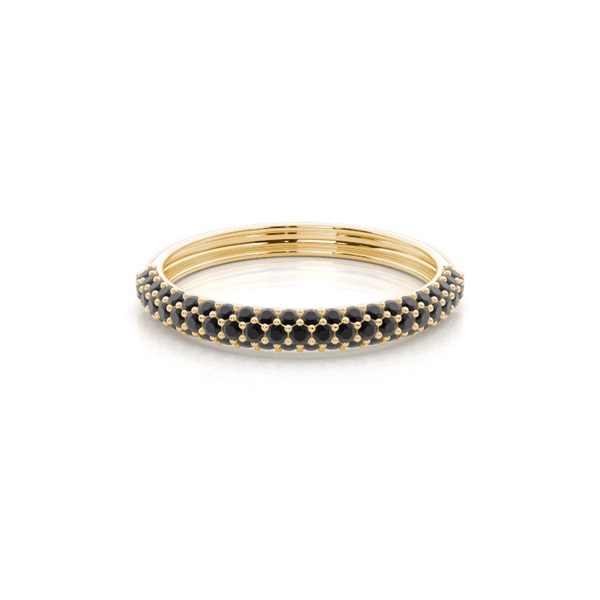 Pave Setting Half Eternity Black Diamond Ring