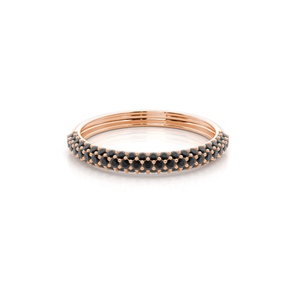 Pave Setting Half Eternity Black Diamond Ring