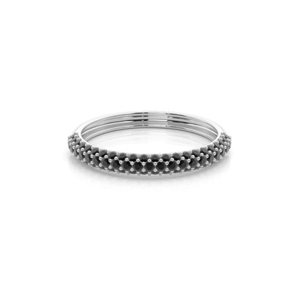 Pave Setting Half Eternity Black Diamond Ring