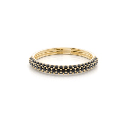 Pave Setting Half Eternity Black Diamond Ring