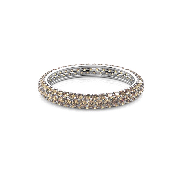 Pave Setting Full Eternity Champagne Diamond Ring