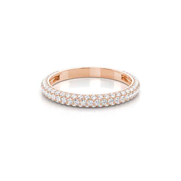 Pave Setting Round Diamond Three Quarter Eternity Ring