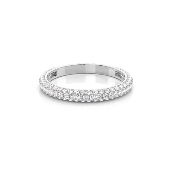 Pave Setting Round Diamond Three Quarter Eternity Ring